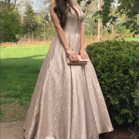 alyce paris rose gold dress